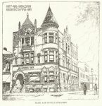 Barnes Block, 1893 21 Barstow Street Eau Claire, WISCONSIN Architect: Orff & Joralemon Pen & Ink Drawing: Albert Levering del Orff & Joralemon office brochure (Mpls History Collection)