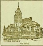 Park School, 1897 Kaukauna, WISCONSIN Architect: Orff & Joralemon Cost: $50,000 Brickbuilder Feb 1897 Pen & Ink Drawing: Kaukauna newspaper Friday October 8, 1897