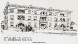 Apartment House, 1894 Architect: Orff & Joralemon Pen & Ink Drawing: Albert Levering del Orff & Joralemon office brochure (Mpls Library History Collection)