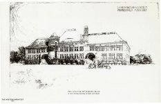 Pillsbury Hall, 1887 Architect: LS Buffington Minneapolis, Minnesota Pen & Ink Drawing: Western Architect 1913