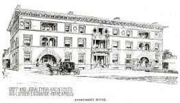 Apartment House 1894 Architect: Orff & Joralemon Pen & Ink Drawing: Albert Levering del