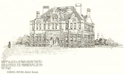 School House No. Two 1894 Architect: Orff & Joralemon Pen & Ink Drawing: Albert Levering del (Mpls Library History Collection)