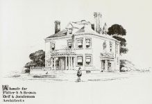 Seba S Brown House, 1894 1400 Park Avenue Minneapolis, Minnesota Architect: Orff & Joralemon Pen & Ink Drawing: Albert Levering del Architect Builder & Decorator Vol 8 No 9 Sept 1894