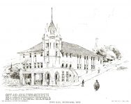 Montevideo (MN) City Hall & Fire Station, 1894 Montevideo, MINNESOTA, cor Main ST & Sheridan AVE Architect: Orff & Joralemon Pen & Ink Drawing: Albert Levering del Architect, Builder & Decorator May 1894