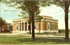 Patterson Library, 1908 40 South Portage Street Westfield, NEW YORK Architect: EE Joralemon STANDING in use 1991 Postcard from Portage ST Printed in Germany (CDT Collection)