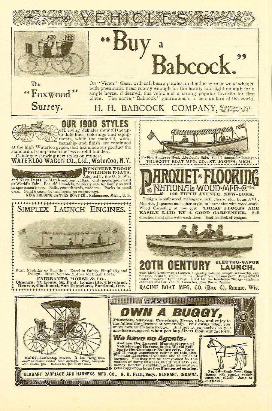1900 6 “Buy a Babcock” VEHICLES Page 52 The Century Illustrated Monthly Magazine Vol. LX No. 2 June 1900 6.75″x10″