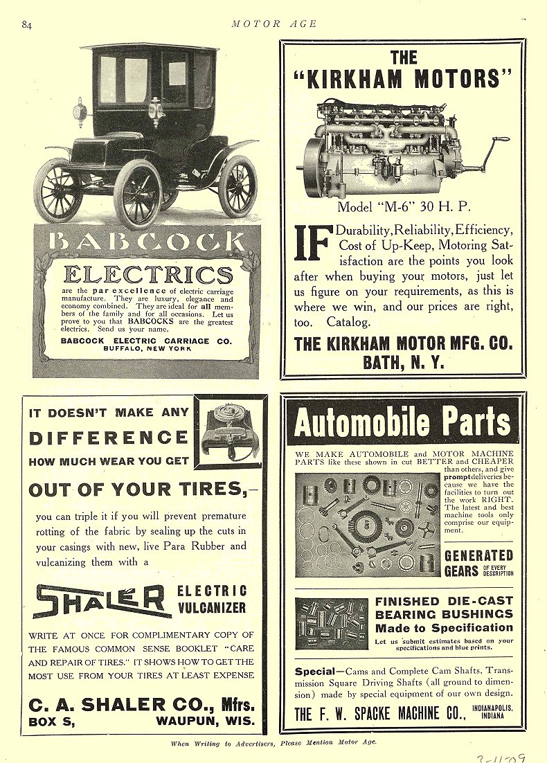 1909 3 11 BABCOCK Electric Car Babcock Electric Carriage Co Buffalo, New York MOTOR AGE March 11, 1909 8.5″x11.75″ page 84