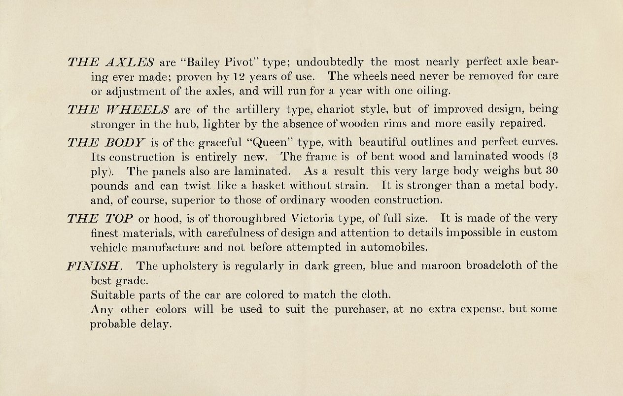 1909 The BAILEY ELECTRIC VEHICLES S R Bailey & Company, Inc Amesbury, MASS Folded: 8.75″x5.75″ page 7