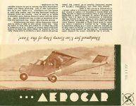 1951 1 10 Aero Car.. The flying automobile Dated: Jan 10, 1951 $12,500 on Custom Order only AEROCAR, Inc Longview, Washington 9″x7″ folded or 17″x7″ open Front page