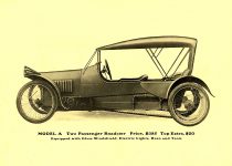 1914 O-We-Go Cyclecars MODEL A Price $385 Two-Passenger Roadster O-WE-GO CAR COMPANY Owego, Tioga Co., New York 10″x7″ pages 12 & 13