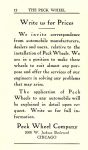 ca. 1911 The Peck Wheel Write us for Prices Peck Wheel Company Chicago, Ill 3.5″x6″ page 12