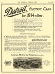 1914 8 23 DETROIT Electric Detroit ELECTRIC CARS for 1914 Anderson Electric Car Company Detroit, MICH THE SATURDAY EVENING POST August 23, 1913 10″x13.25″ page 40