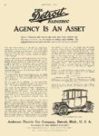 1913 10 9 DETROIT Electric AGENCY IS AN ASSET Anderson Electric Car Company Detroit, MICH MOTOR AGE October 9, 1913 8.5″x12″ page 62