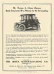 1914 5 21 DETROIT Electric Mr. Thomas A. Edison Chooses HOUK Detachable Wire Wheels for his DETROIT Electric The Houk Manufacturing Co Buffalo, N.Y. MOTOR AGE May 21, 1914 8.5″x11.75″ page 70
