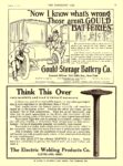 1912 1 17 GOULD Electric Battery “Now I know what’s wrong Those aren’t GOULD BATTERIES” Gould Storage Battery Co. Offices: New York, New York THE HORSELESS AGE January 17, 1912 8.25″x12″ page 49