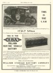 1912 10 2 WILLARD Electric Battery THIS IS THE CAR 1721.7 Miles Willard Storage Battery Company Cleveland, OHIO THE HORSELESS AGE October 2, 1912 8.5″x11.75″ page 21
