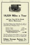 1914 6 EDISON Electric Car Battery 18,529 Miles a Year and Less Than $1 Per Month Battery Maintenance Edison Storage Battery Co. Orange, New Jersey AUTOMOBILE TRADE JOURNAL June 1914 6.25″x9.75″ page 216