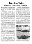 TURBINE TALE: 25 years of Experimental Chryslers CONSUMER GUIDE Prototype Cars Cars That Never Were Classic Car IND 37629 Feb 1981 8.25″x11″ page 33