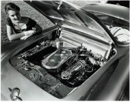 1954 OLDS F 88 Rocket engine 1954 Oldsmobile F-88 Convertible Concept Car 5″x4″ black & white negative 1954 GM Motorama