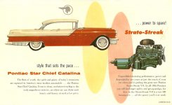 1955 PONTIAC style that sets the pace…Pontiac Star Chief Catalina…power to spare! Strato – Streak Folded: 10″x6″ Back Cover