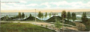 #232 Indian Mounds Park St. Paul, MINN F. L. Wright Photo copyright 1904 11”x3.5” Made in Germany Post Card A. C. Bosselman & Co New York