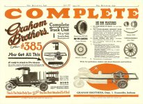 1917 6 1 COMPLETE Graham Brothers for $385 Evansville, Indiana THE HORSELESS AGE June 1, 1917 Vol. 40 No. 5 9″x12″ pages 4 & 5