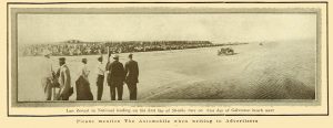 1911 8 17 August 3, 4, 5, 1911 Galveston, Texas SPLITDORF SUPREME “Len Zengel in National in 50-mile race.” THE AUTOMOBILE Vol. 25 No. 7 August 17, 1911 9″x12″ page 193
