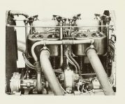 Re: 1912 Indianapolis 500 David L Bruce-Brown in National Car 29 Photo came with xerox of April 2, 1948 letter to Floyd Clymer from AJ Paige Black & White photograph 6″x4.5″ Passenger (left) side of 589 cubic inch engine