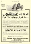 1911 9 6 NATIONAL National 40 First! Elgin Stock Chassis Road Races National Motor Vehicle Company Indianapolis, IND THE HORSELESS AGE September 6, 1911 8.5″x11.75″ page 24