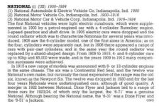 (1) NATIONAL Automobile & Electric Vehicle Co 1900 (2) NATIONAL Motor Vehicle Co 1900-1916 (3) NATIONAL Motor Car & Vehicle Corp 1916-1924 Indianapolis, IND THE NEW ENCYLOPEDIA OF MOTORCARS 1885 to the Present Edited by G. N. Georgano E. P. Dutton New York 1982 ISBN: 0-525-93254-2 8.25″x11″ page 449