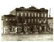 Union Block in Bridge Square, 1867 Bridge Square bet 1st ST & 2nd ST Minneapolis, Minnesota Collected & Compiled by Edward A. Bromley 10″x8″ black & white photograph