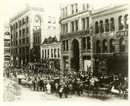 “Newspaper Row”, 1897 On 4th ST bet Nicollet AVE and 1st AVE South Minneapolis, Minnesota Collected & Compiled by Edward A. Bromley 10″x8″ black & white photograph