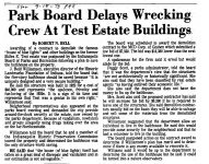 1978 9 15 Park Board Delays Wrecking Crew At Test Estate Buildings By Robert N. Bell THE INDIANAPOLIS STAR September 15, 1978 page 48