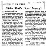 1978 9 27 LETTERS TO THE EDITOR Skiles Test’s ‘Last Legacy’ From Jared “Jeb” Carter THE INDIANAPOLIS STAR September 27, 1978 page 46