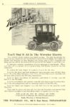 1910 WAVERLEY Electric The Waverley Company Indianapolis, IND EVERYBODY’S MAGAZINE 6″x9.5″ page 52
