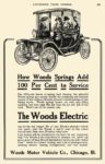 1913 6 WOODS Electric 100 Per Cent to Service Woods Motor Vehicle Company Chicago, ILL AUTOMOBILE TRADE JOURNAL June 1913 6.5″x9.5″ page 233
