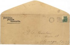 1905 NATIONAL Model C ONE OF THE NEW HOOSIER MODELS envelope addressed to J.F. Coulow 116 Grein ST Owega NY postmarked 1905