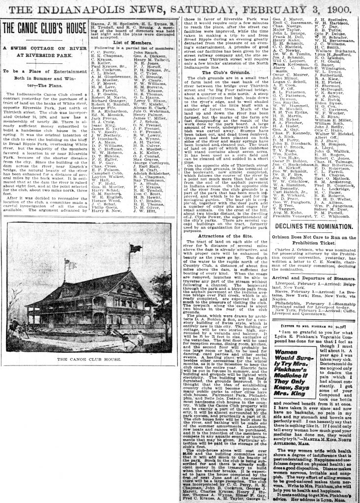 1900 2 3 THE CANOE CLUB’S HOUSE A. C. Newby, C. E. Test, T. Taggert