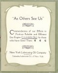 1912 EVIDENCE “As Others See Us” New York Lubricating Company Gerry & Murray, Printers New York 5″x6.25″ page 1