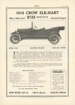 1915 7 1916 Crow-Elkhart “Made to Make Good” $725 Model CE-30 Electrically Equipped MORE CAR LIGHTER WEIGHT GREATER POWER The Crow-Elkhart Motor Co. Elkhart, Indiana MoToR page 176