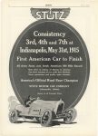 1915 7 STUTZ Consistency 3rd, 4th, and 7th at Indianapolis, May 31st 1915 First American Car to Finish Stutz Motor Car Co. Indianapolis, Indiana MoToR July, 1915 page 24