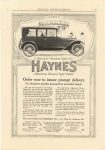 1917 1 HAYNES Order Now to insure prompt delivery Haynes Automobile Company Kokomo, Indiana CENTURY ADVERTISEMENTS January, 1917 page 5