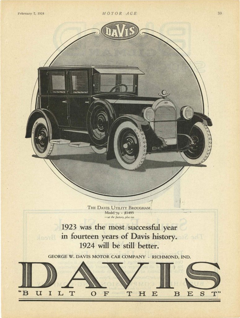 1924 2 7 DAVIS THE DAVIS UTILITY BROUGHAM MODEL 79 1,495 DAVIS "BUILT