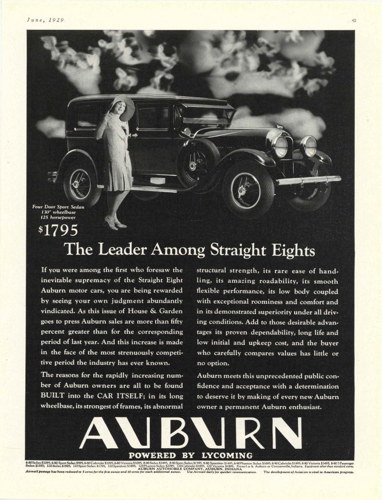 1929 6 THE LEADER Among Straight Eights AUBURN AUTOMOBILE COMPANY ...