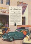 1934 8 STUDEBAKER 8 New “year ahead” Studebaker with Bendix Power Brakes $695 and up at factory Studebaker South Bend, Indiana color