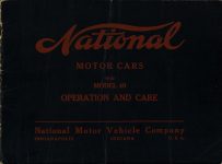 1910 National MOTOR CARS MODEL 40 OPERATION AND CARE AACA Library Front cover