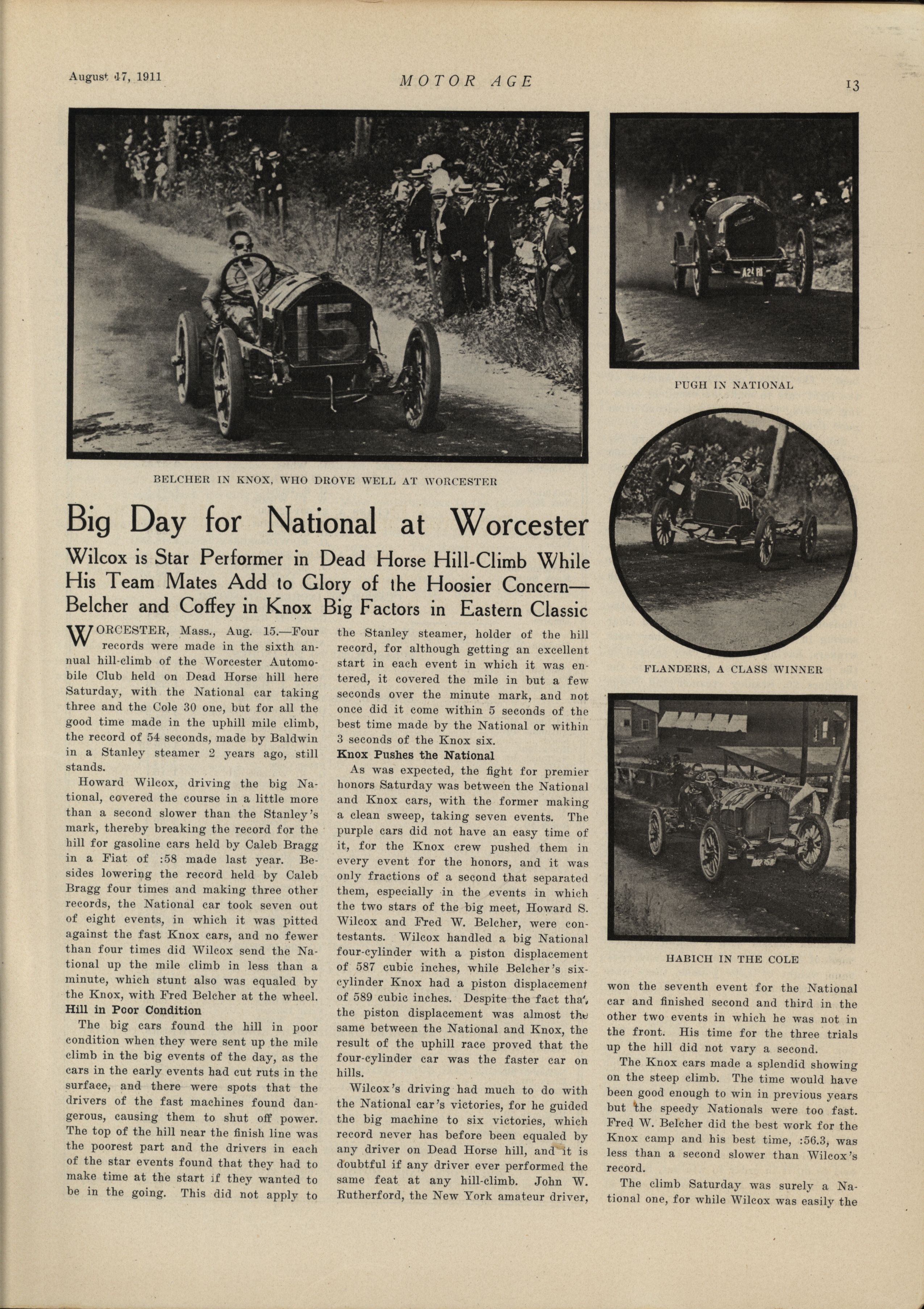 1911 8 17 NATIONAL Big Day for National at Worcester National Motor ...