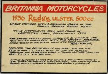 1936 RUDGE Ulster 500cc FOR SALE 1979 Domi Racer