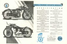 1936 RUDGE THE DEPENDABLE MOTORCYCLE BROCHURE Reproduction 250c.c. RUDGE SPORTS MODEL SPECIFICATIONS