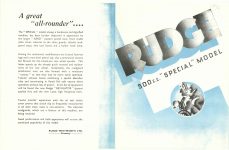 1936 RUDGE THE DEPENDABLE MOTORCYCLE BROCHURE Reproduction A great “all-rounder”…RUDGE 500c.c. “Special” Model